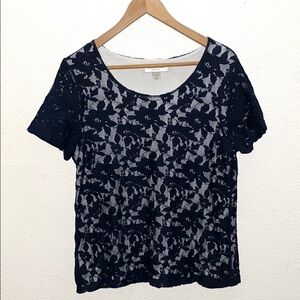 Christopher Banks & Petite Floral Navy Blue Top